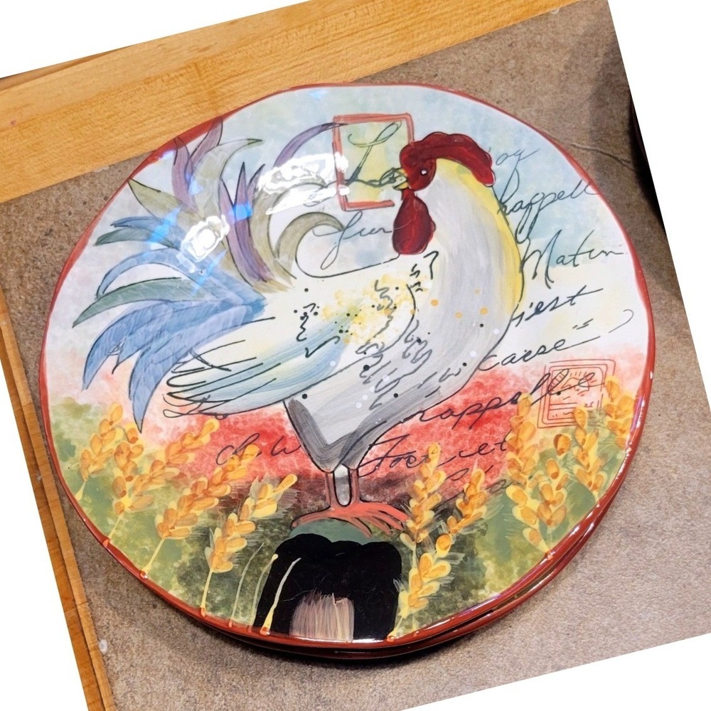 Certified International Le Rooster Lunch Salad late Susan Winget Farmhouse